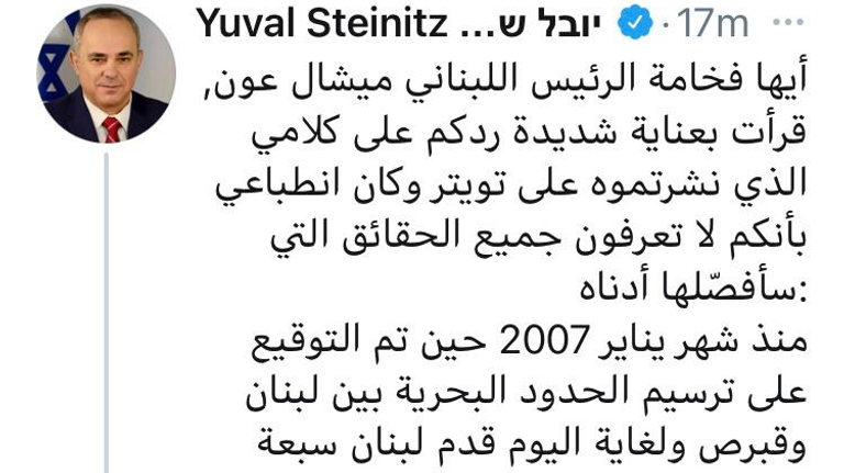 وزير الطاقة الإسرائيلي يوفال شتاينتس 