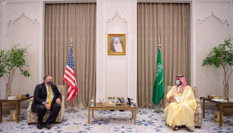 جانب من لقاء ولي العهد السعودي ووزير الخارجية الأمريكي