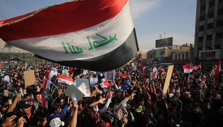 جانب من مظاهرات التيار الصدري في العراق 