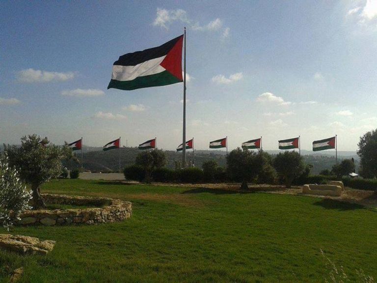 شبان بغزة يرفعون علم فلسطين