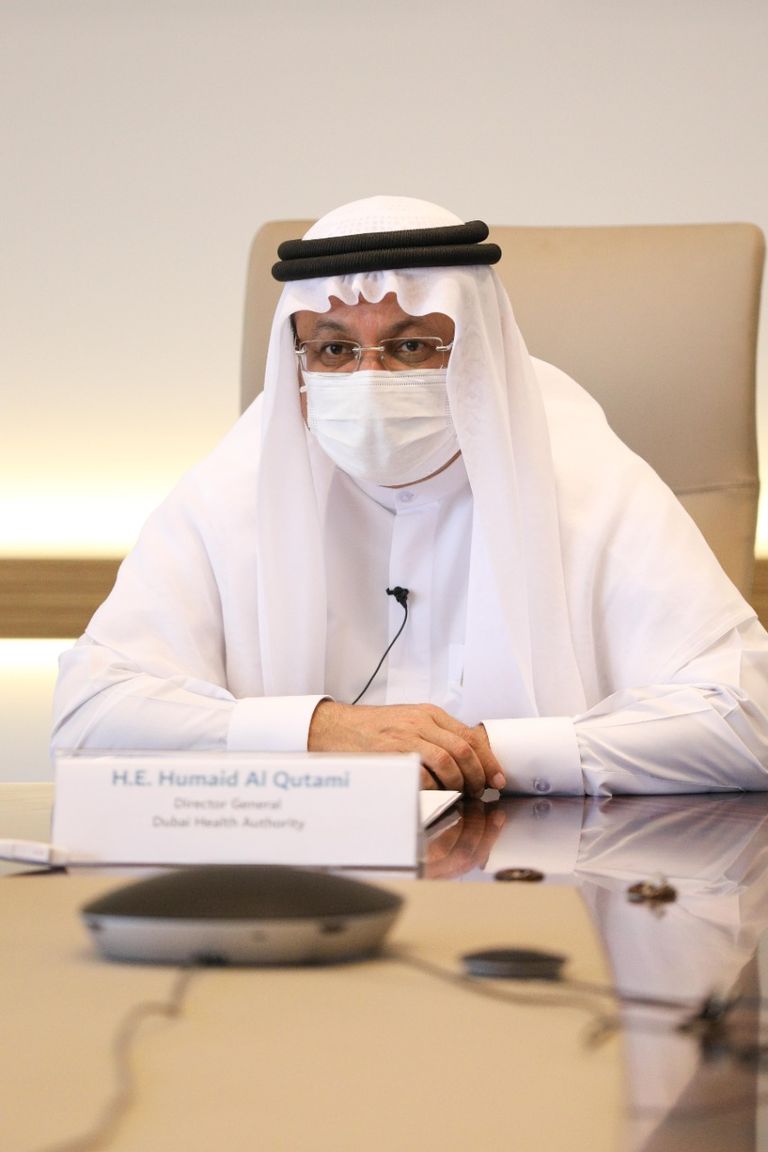 حميد القطامي المدير العام لهيئة الصحة بدبي خلال افتتاح فعاليات القمة
