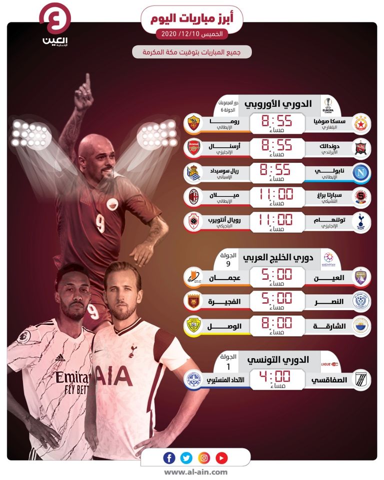 مباريات اليوم 10 ديسمبر  مباريات اليوم الخميس