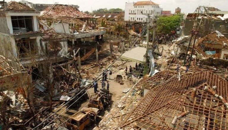 آثار تفجيرات بالي الإرهابية والتي أسفرت عن مقتل 200 شخص