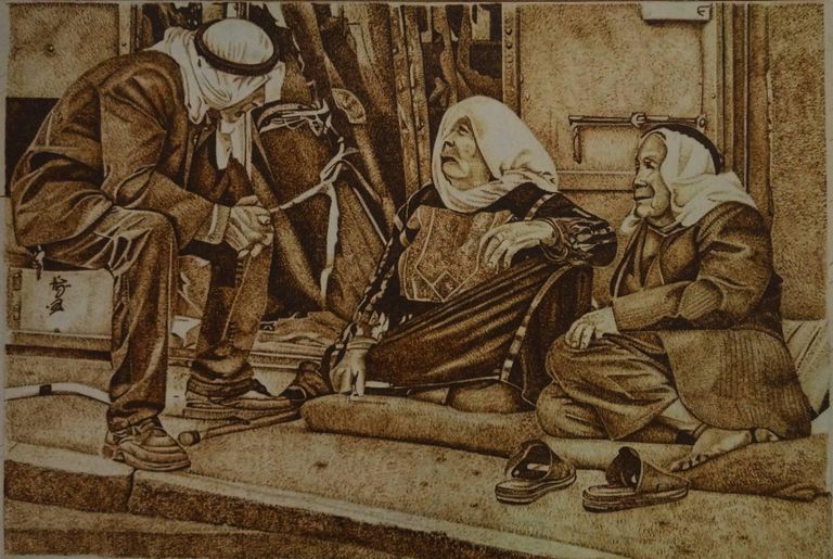 الفنان ناجي نصر يوظف خطوط النار لتشكيل لوحاته