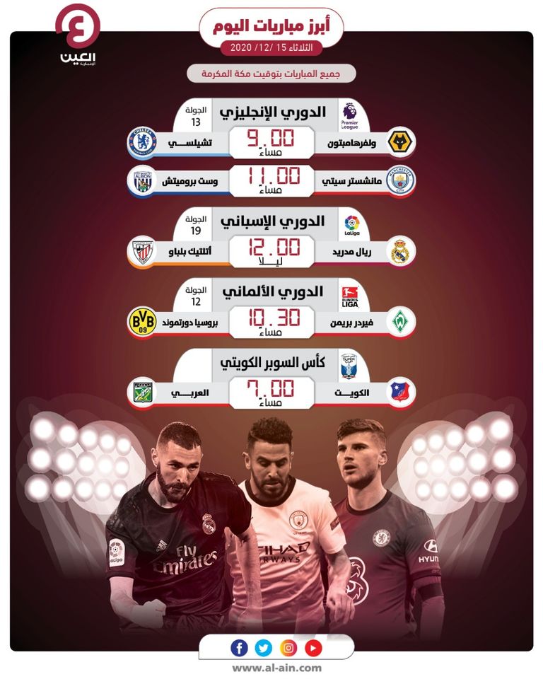 أبرز مباريات اليوم