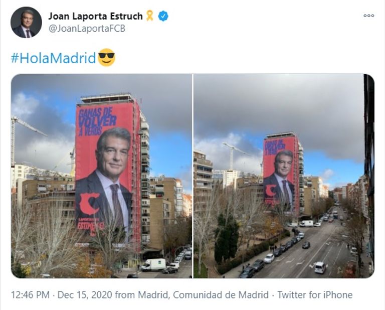 لافته لابورتا في قلب مدينة مدريد خوان لابورتا