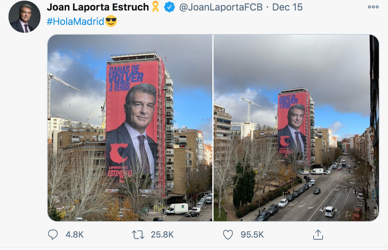 لافتة مرشح انتخابات برشلونة خوان لابورتا