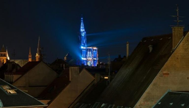 عرض بالأنوار عند كاتدرائية ستراسبورج في شرق فرنسا