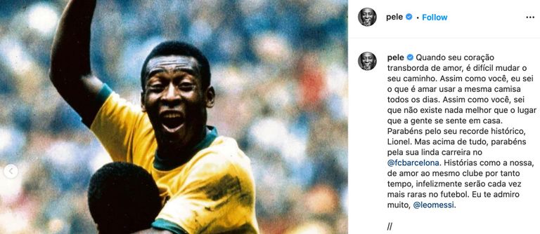 رسالة بيليه إلى ميسي ليونيل ميسي وبيليه