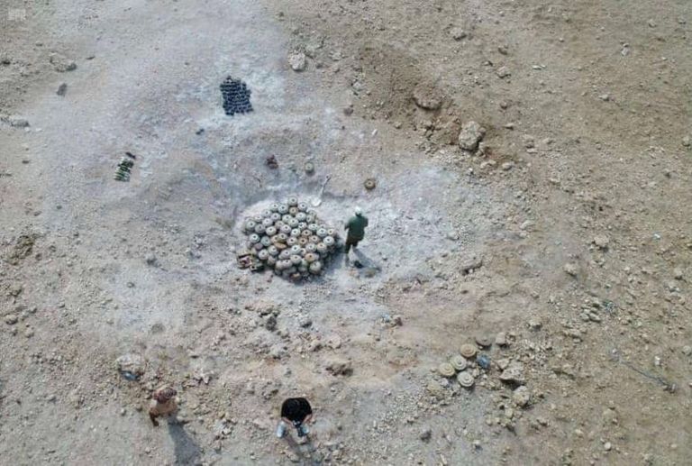لغم حوثي نجح مسام في انتزاعه من اليمن
