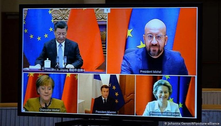لقاء قادة أوروبا مع الزعيم الصيني عبر تقنية الفيديو