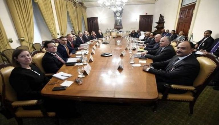 اجتماع سابق بين مصر وإثيوبيا والسودان في واشنطن الرئيس الأمريكي دونالد ترامب