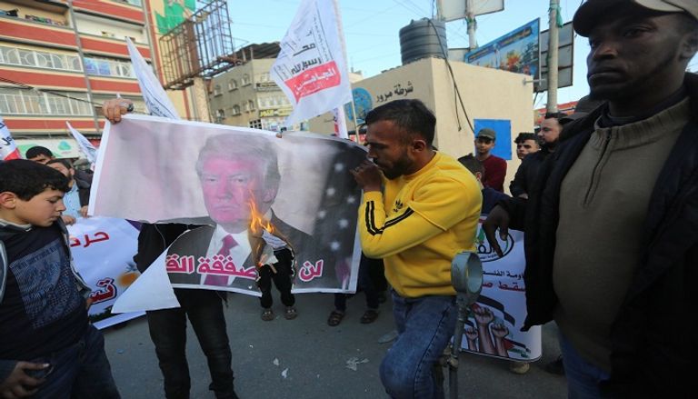 جانب من مظاهرات غزة الرافضة خطة ترامب
