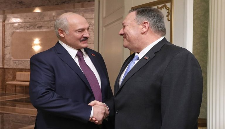 وزير الخارجية الأمريكي خلال المؤتمر الصحفي- أ ف ب