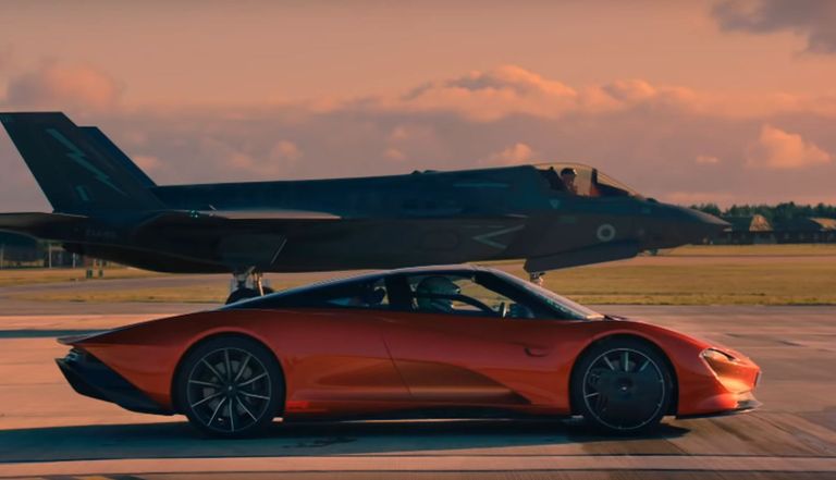 سيارة مكلارين في مواجهة الطائرة القتالية f-35