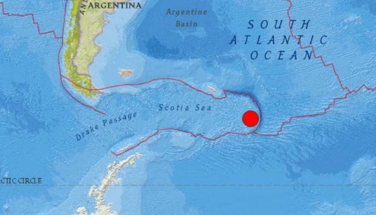 خريطة تبين موقع جزر ساندويتش التي ضربها الزلزال