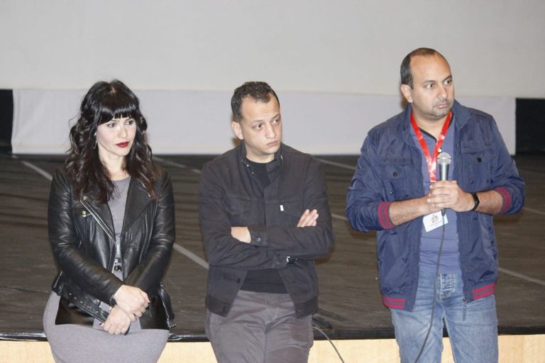 بسمة ومخرج العمل خلال الندوة