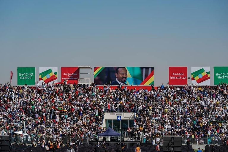 جانب من لقاء آبي أحمد بدولة الإمارات مع الإثيوبيين المغتربين