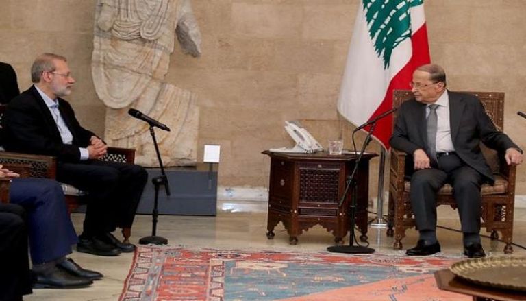 علي لاريجاني خلال لقاء الرئيس عون