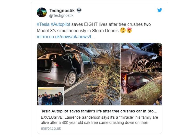 إحدى سيارات تسلا الناجية من الحادث