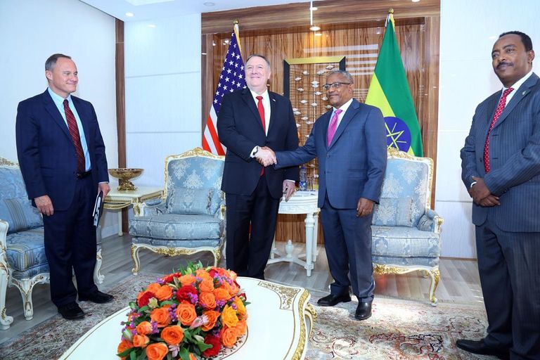 وزير الخارجية الأمريكي مايك بومبيو ونظيره الإثيوبي غدو اندرجاتشاو