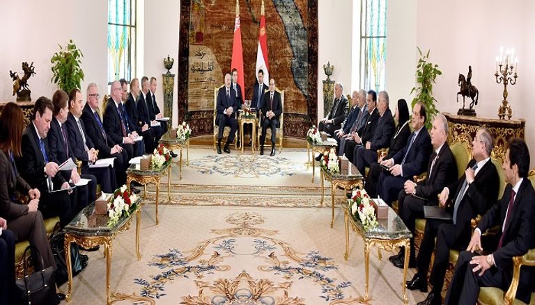 الرئيسان المصري والبيلاروسي خلال اللقاء بالقاهرة