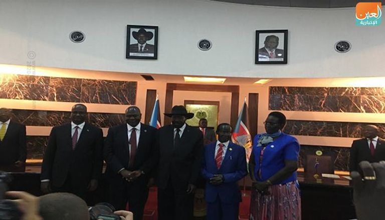 رئيس جنوب السودان سلفاكير مع نوابه الجدد
