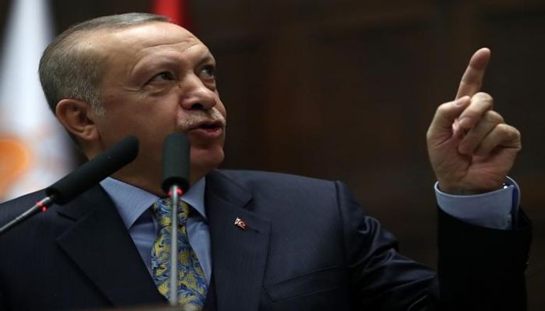 الرئيس التركي خلال كلمته في إحدى جلسات البرلمان - أ.ف.ب