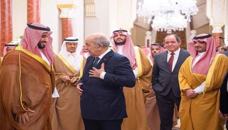 جانب من اللقاء  ولي العهد السعودي خلال لقاء الرئيس الجزائري