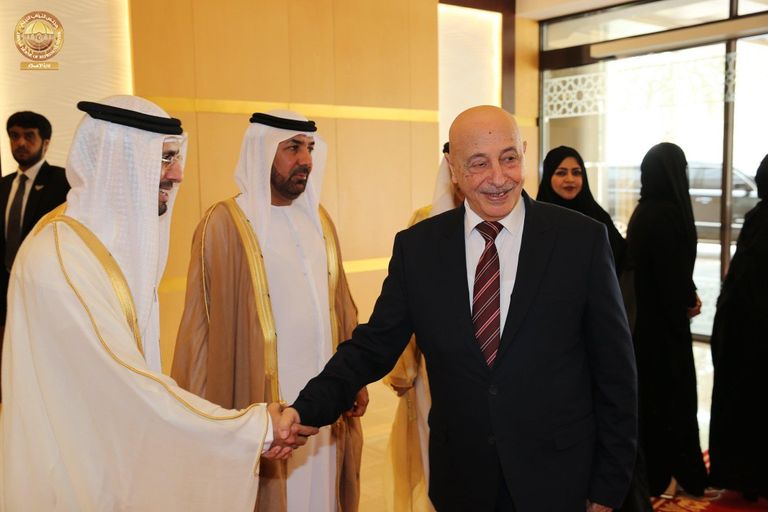 رئيس المجلس الوطني الاتحادي الإماراتي ورئيس مجلس النواب الليبي