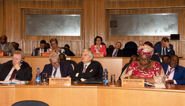 صورة تذكارية لوفدي الاتحادين الأوروبي والأفريقي في أديس أبابا