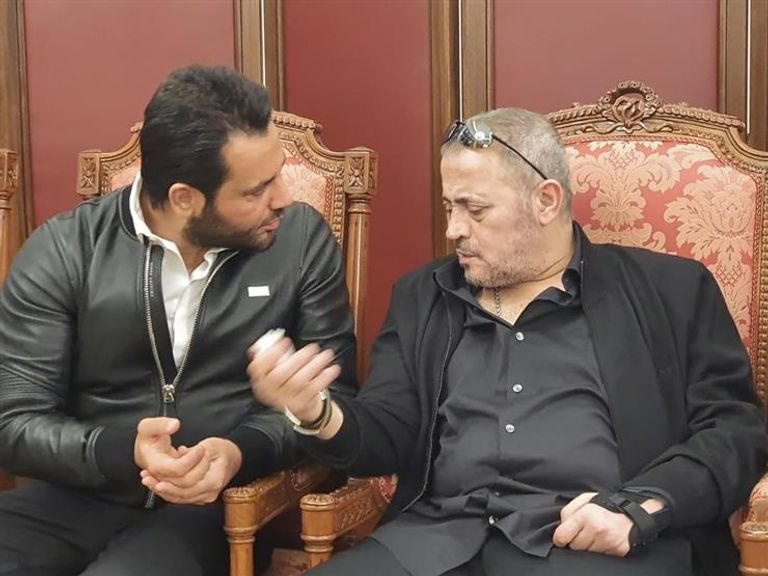 جورج وسوف في عزاء والدته