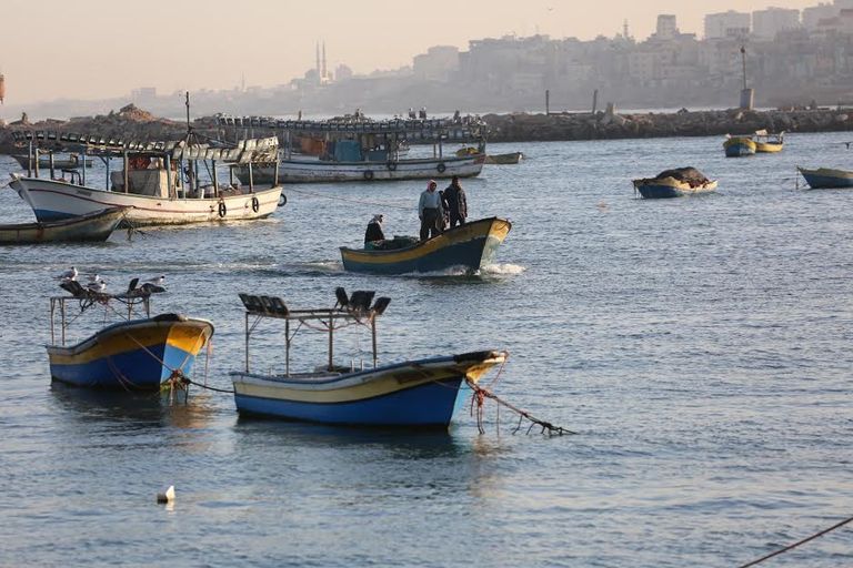 عدد من الصيادين الفلسطينيين