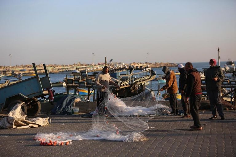 عدد من الصيادين الفلسطينيين