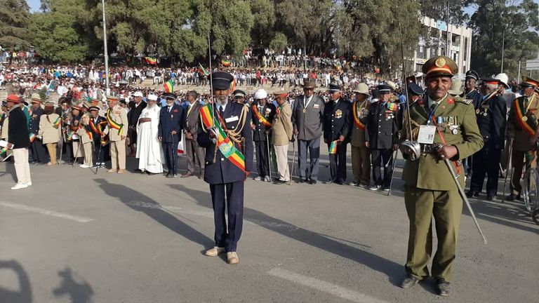 قدامى المحاربين في إثيوبيا خلال إحياء ذكرى معركة العدوة