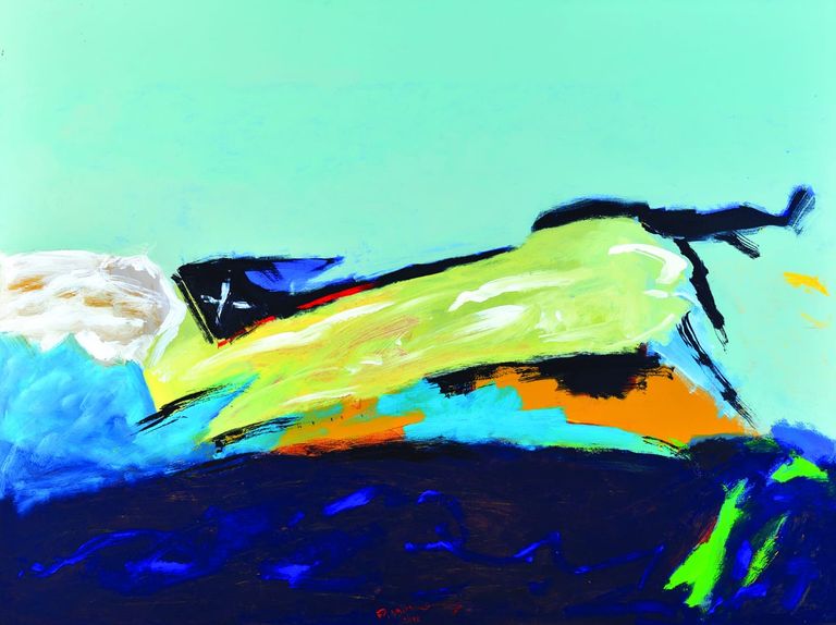 الفنان فاروق حسني خلال افتتاح معرضه بقصر عائشة فهمي