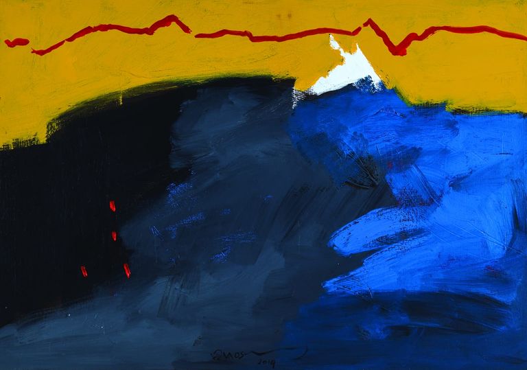 الفنان فاروق حسني خلال افتتاح معرضه بقصر عائشة فهمي