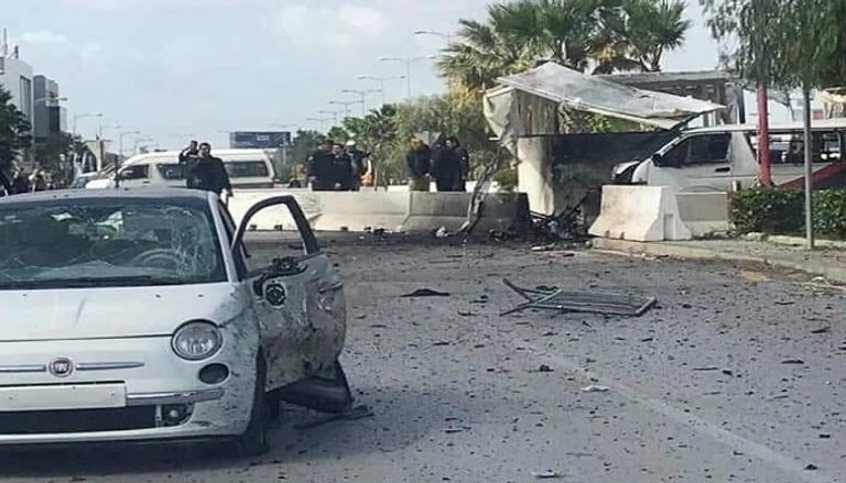 موقع التفجير موقع التفجير أمام السفارة الأمريكية بتونس