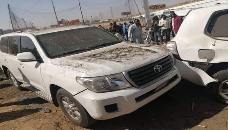 سيارة رئيس الوزراء السوداني خلال محاولة الاغتيال