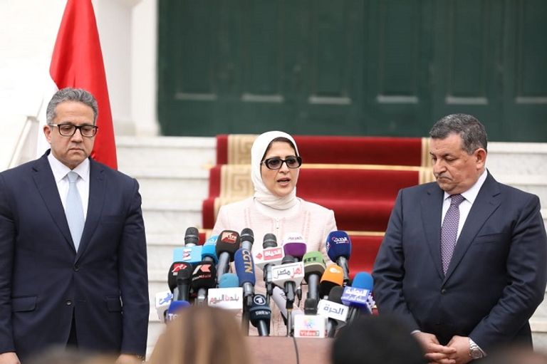 الدكتورة هالة زايد خلال المؤتمر الصحفي