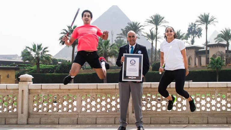 أبطال العالم في الاسكواش طارق مؤمن ورنيم الوليلي مؤمن والوليلي