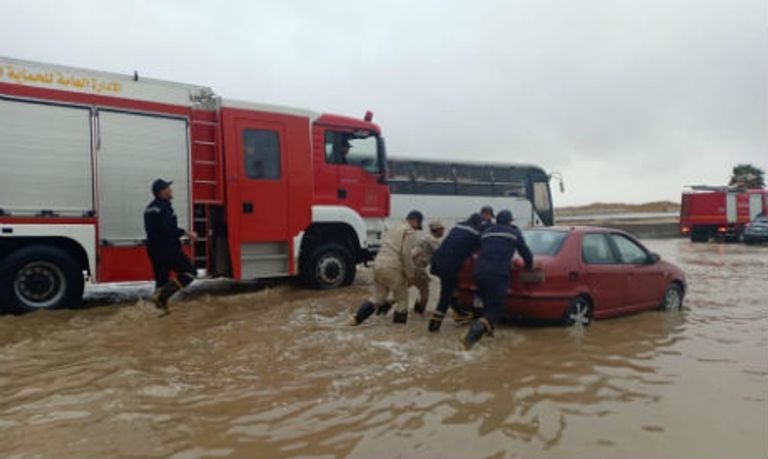 شوارع العاصمة الإدارية الجديدة بعد هطول الأمطار