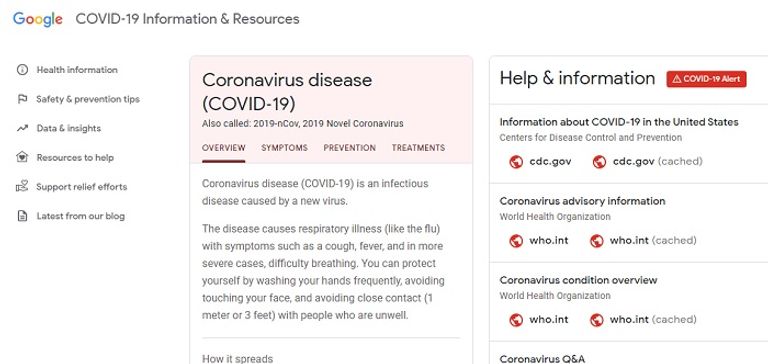 موقع جوجل الخاص بفيروس كورونا شعار شركة جوجل - أرشيفية