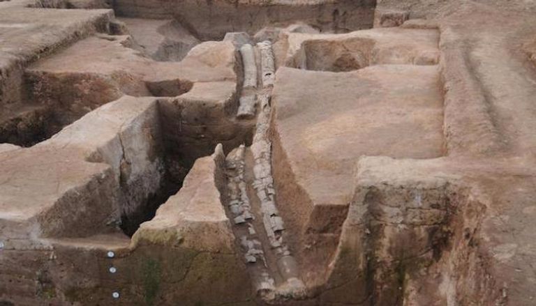 آثار مجموعة من أنابيب الصرف في مقاطعة خنان بوسط الصين