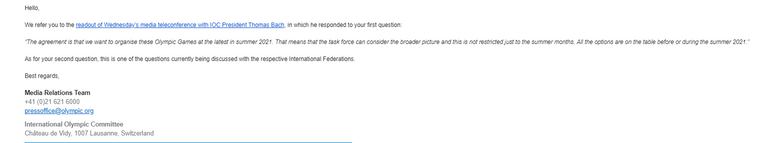 ردود الأولمبية الدولية على استفسارات العين الرياضية