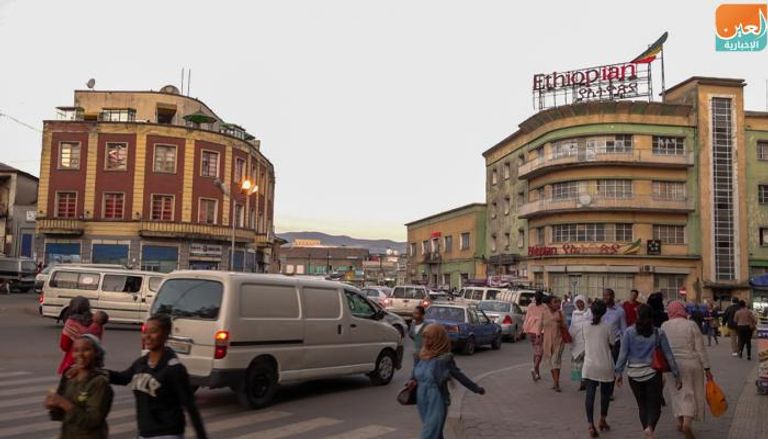 أحد شوارع بياسا وسط العاصمة الإثيوبية أديس أبابا 