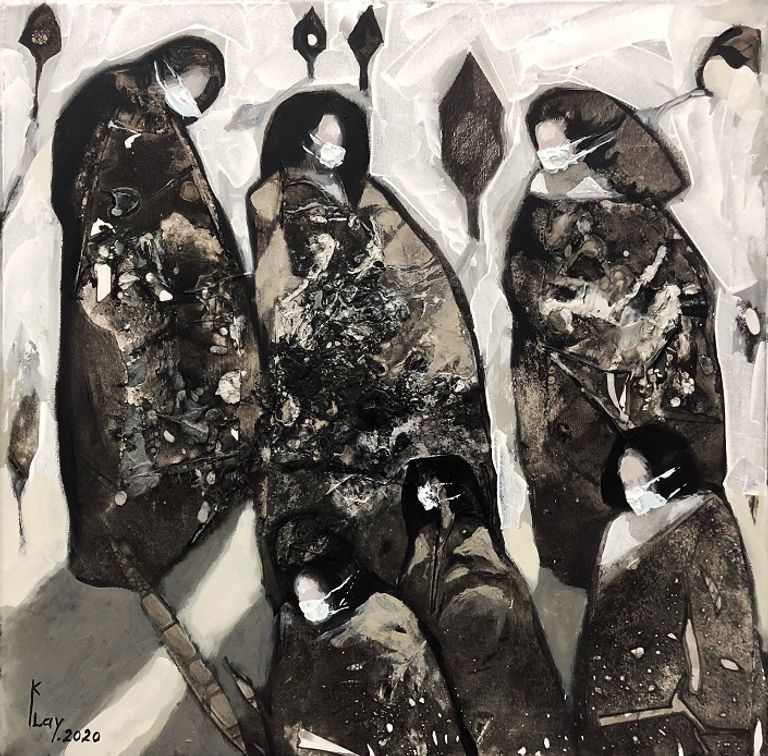 واحدة من لوحات معرض "فضاء إيجابي"