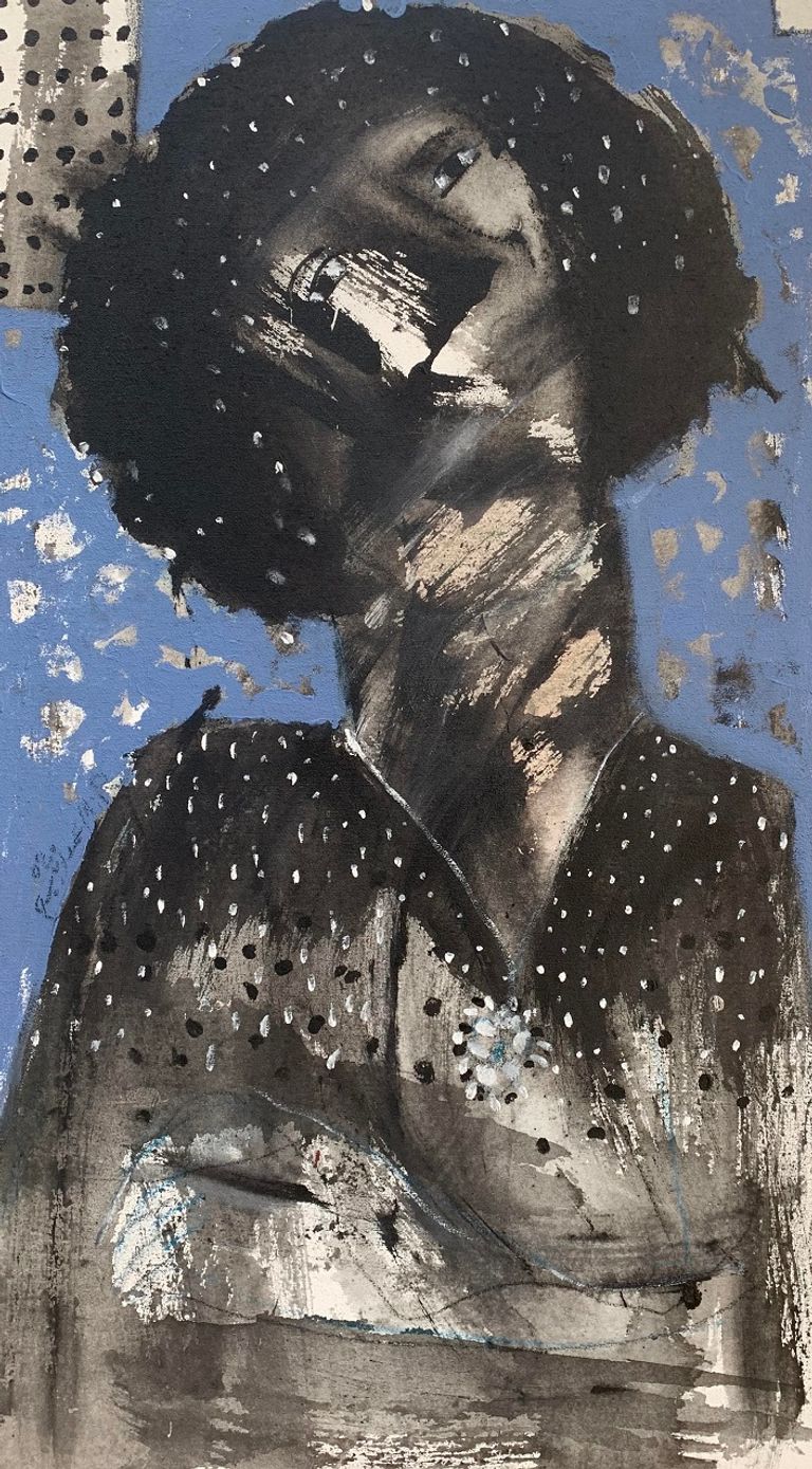 واحدة من لوحات معرض "فضاء إيجابي"