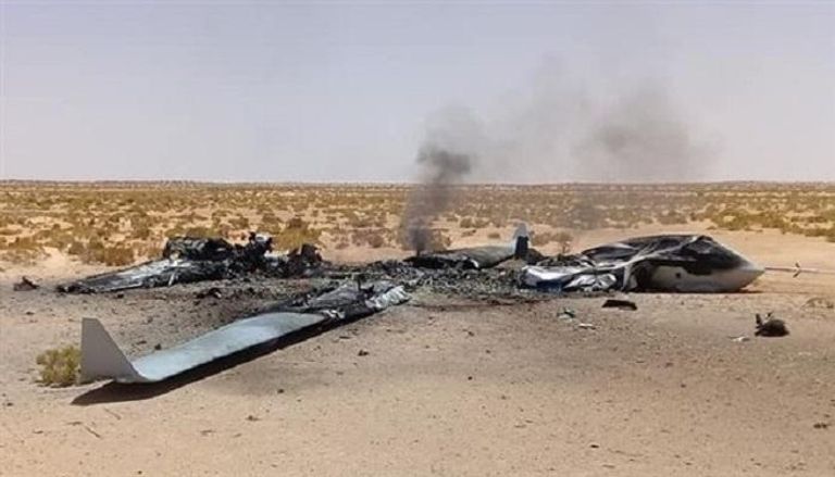 طائرة تركية أسقطها الجيش الليبي في وقت سابق