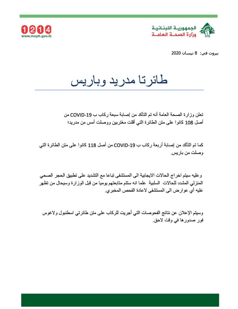 شخصان يرتديان الكمامات أمام مستشفى رفيق الحريري في لبنان